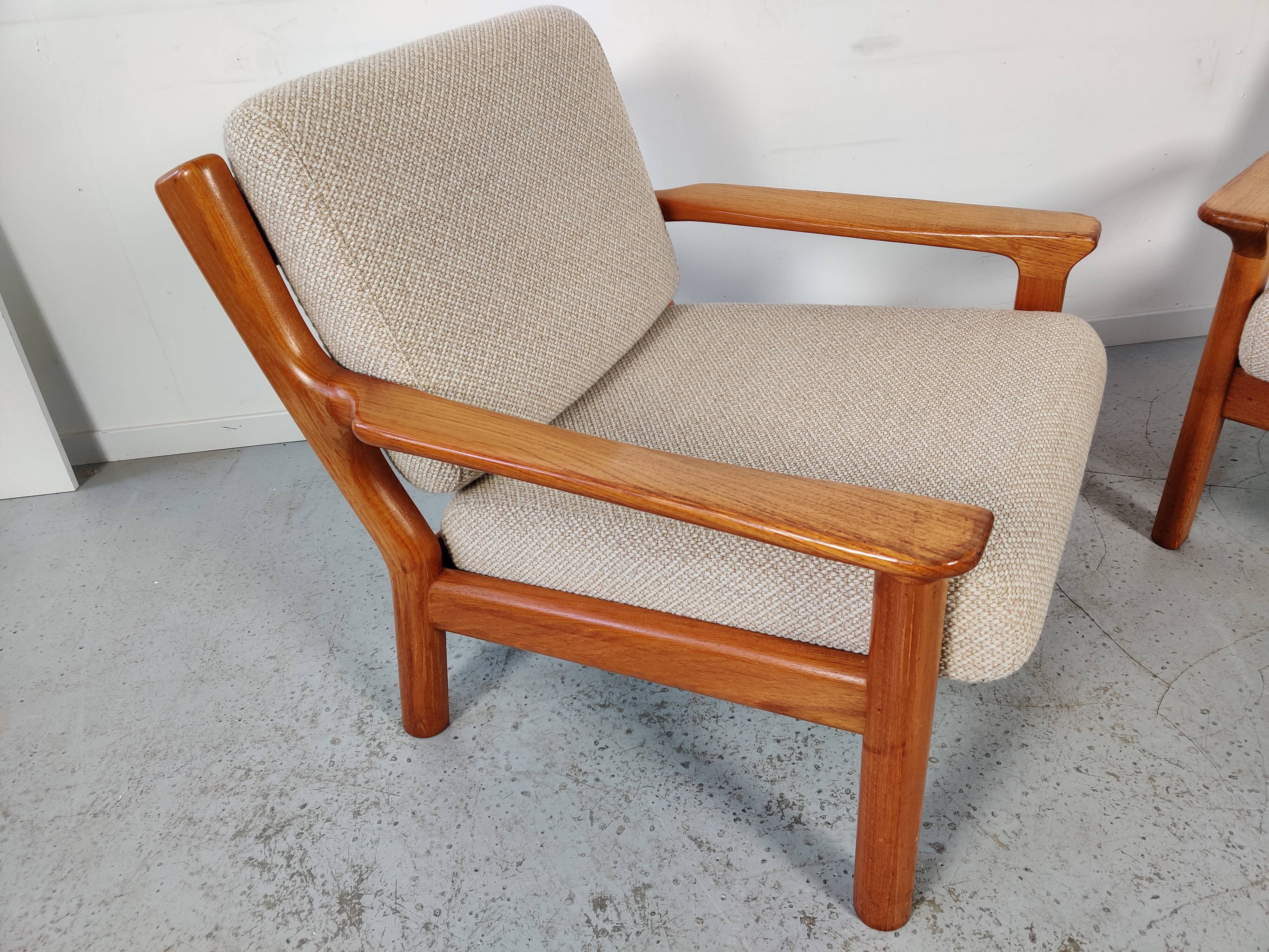 Juul Kristensen teak armchair pair for Glostrup, Denmark 60s