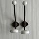 set of 2 metal and porcelain ceramic hooks