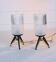 Pair of bedside lamps, Brass, Teak, Venetian glass, Italy, 1950