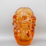 Vase en cristal fait main moderne du milieu du siècle en orange vif, Börne Augustsson