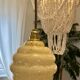 Suspension vintage "Ruche" en verre moucheté ambré – Années 70