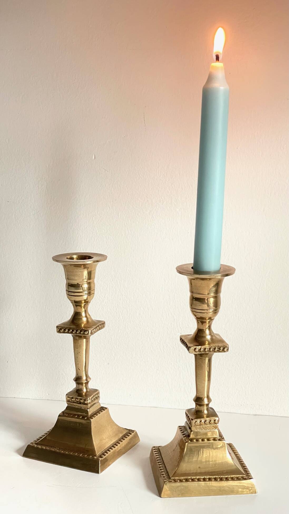 Pair of Vintage INDIA Solid Brass CANDLE HOLDERS