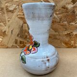 Old vallauris vase white enameled terracotta vintage flower decor