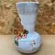 Ancien vase vallauris terre cuite émaillée blanc décor fleurs vintage