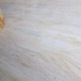 Large farmhouse trestle table in limed oak, 1940s-50s