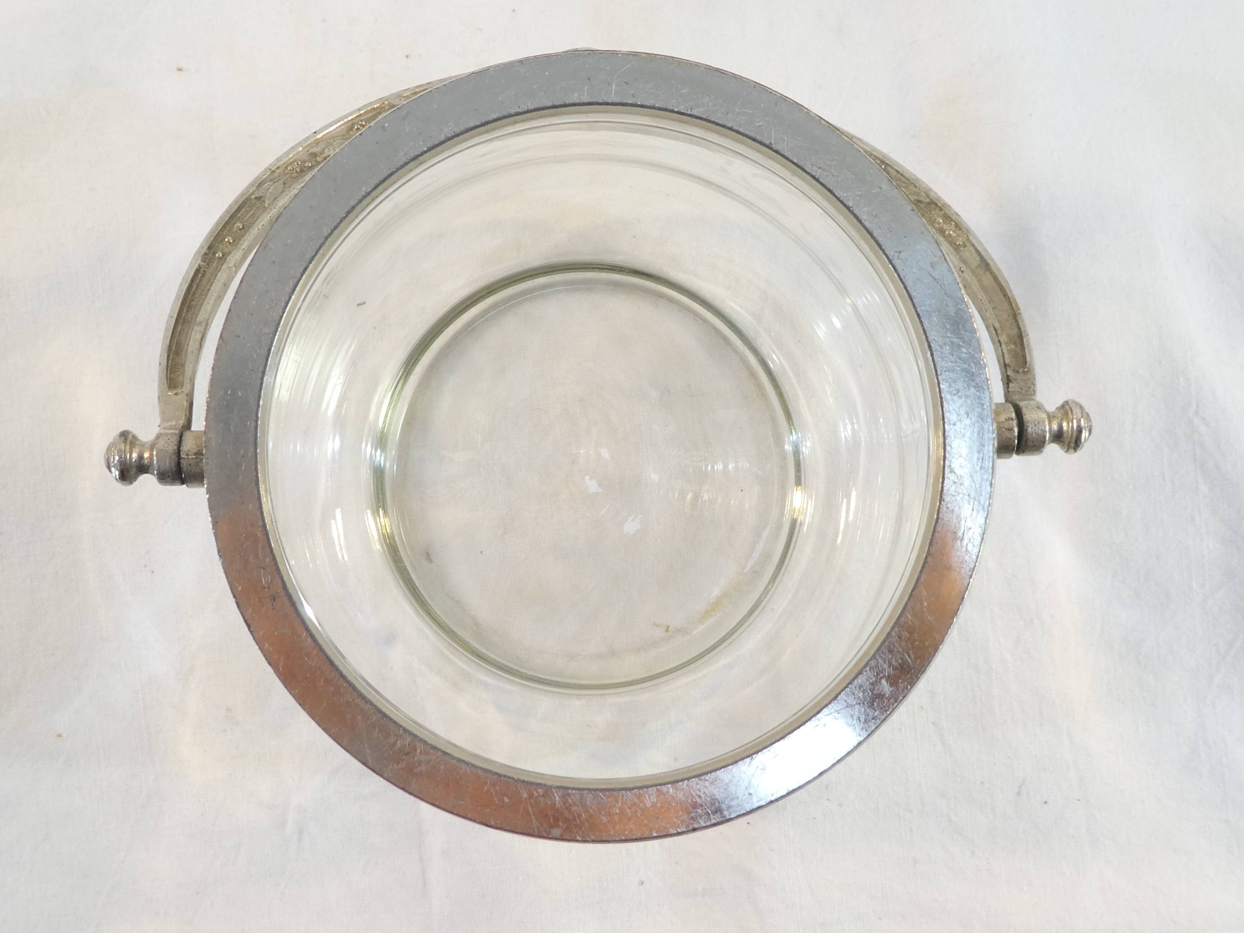 1900 glass cookie bucket engraved silver metal frame