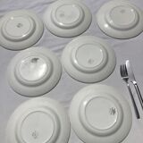 7 blue edge flat plates Mary Lou Digoin