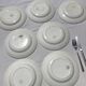 7 assiettes plates Mary Lou Digoin bord bleu