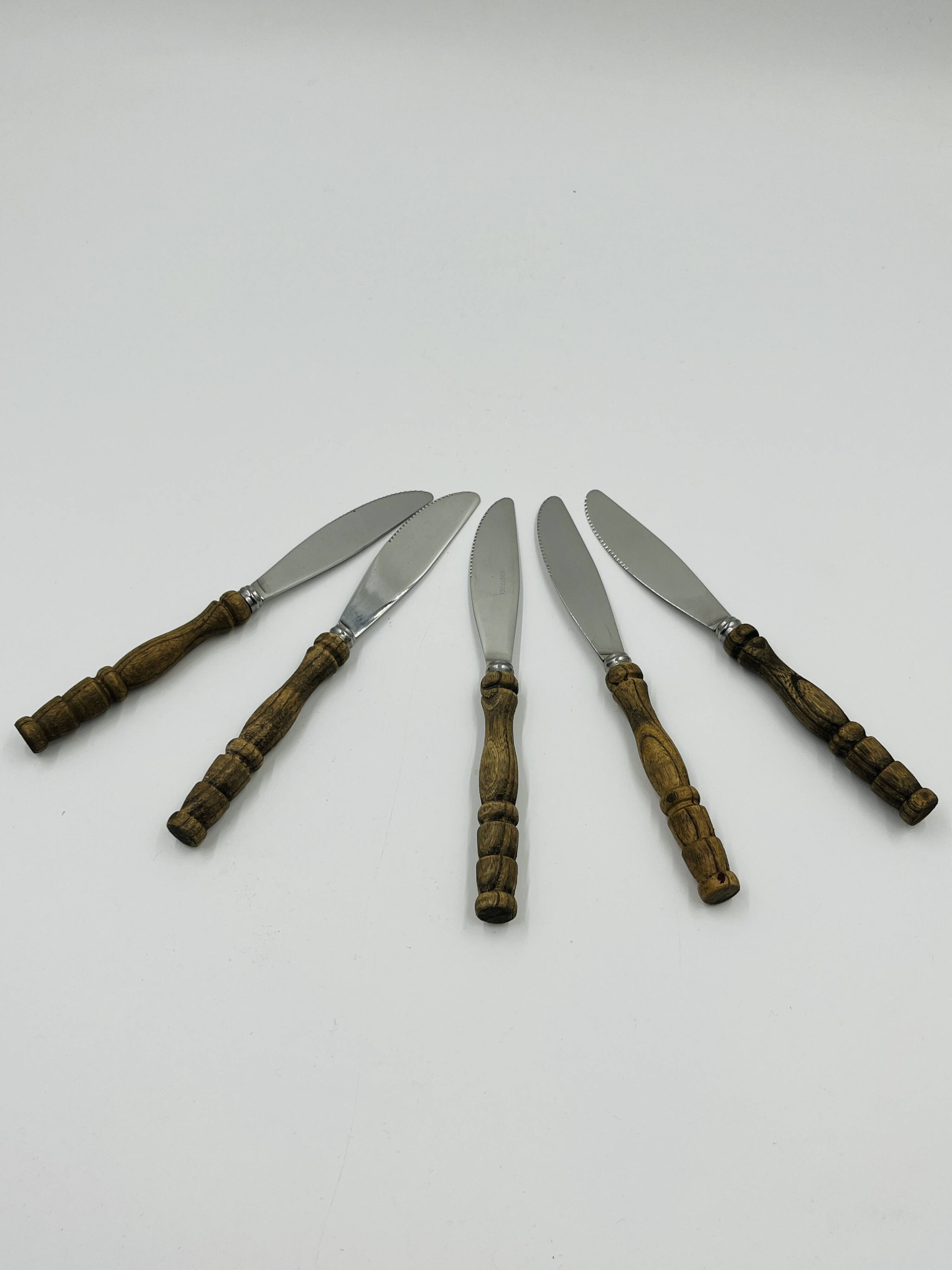 Vintage cutlery set 22 pieces wooden style handles