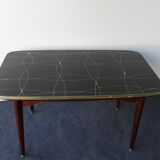Folding table with black and gold painted glass, 1950