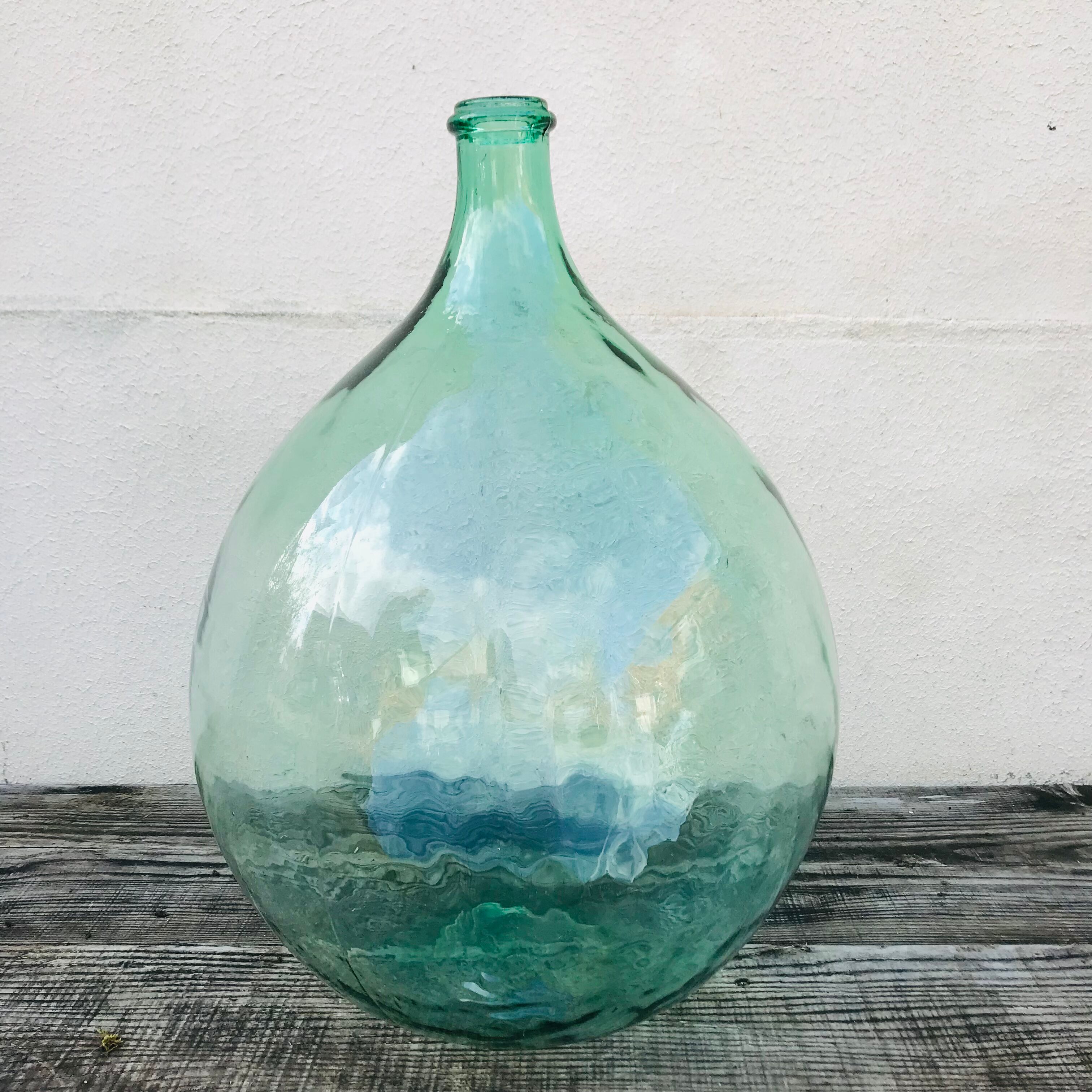 Demijohn old 20 L light blue-green glass