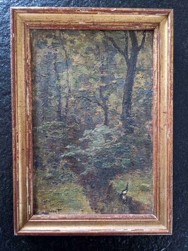 Paul Licourt (1846-1937) - Oil on canvas mounted on cardboard - A spring in the Bois de Vincennes