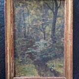 Paul Licourt (1846-1937) - Oil on canvas mounted on cardboard - A spring in the Bois de Vincennes