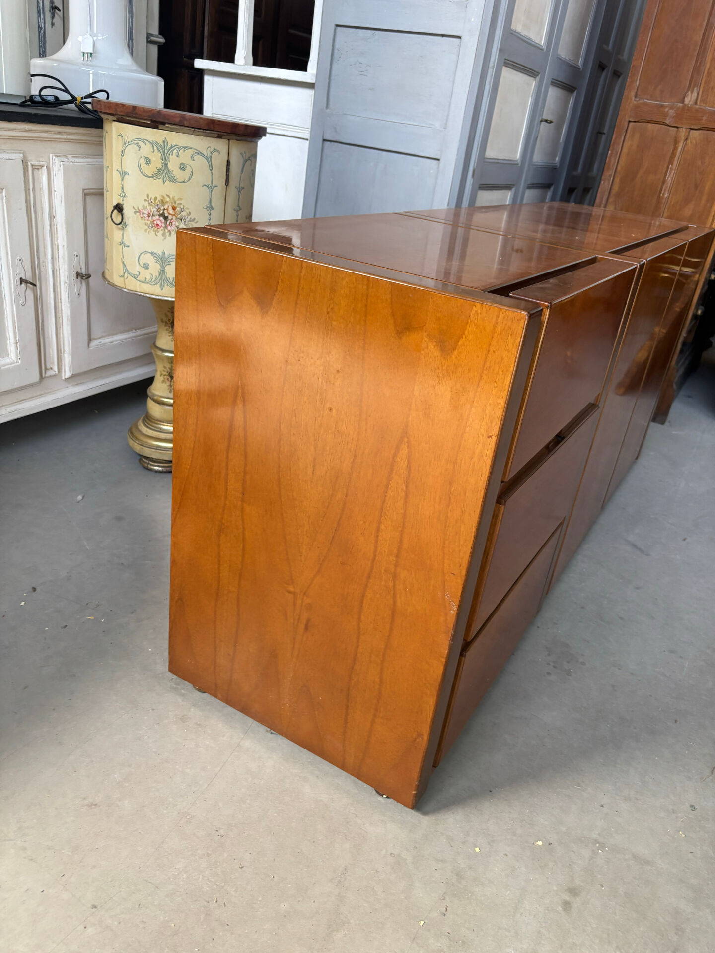 Low Scandinavian enfilade in walnut – Vintage design sideboard from the year