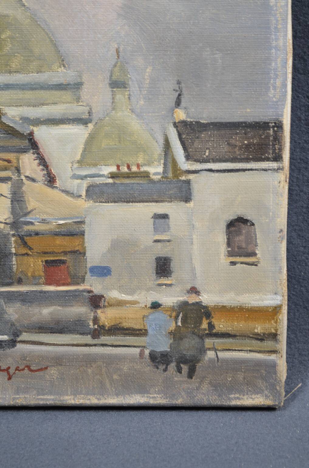 Antoine Burger (1942-2016) L'église - Huile sur toile - Signée