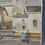 Antoine Burger (1942-2016) L'église - Huile sur toile - Signée