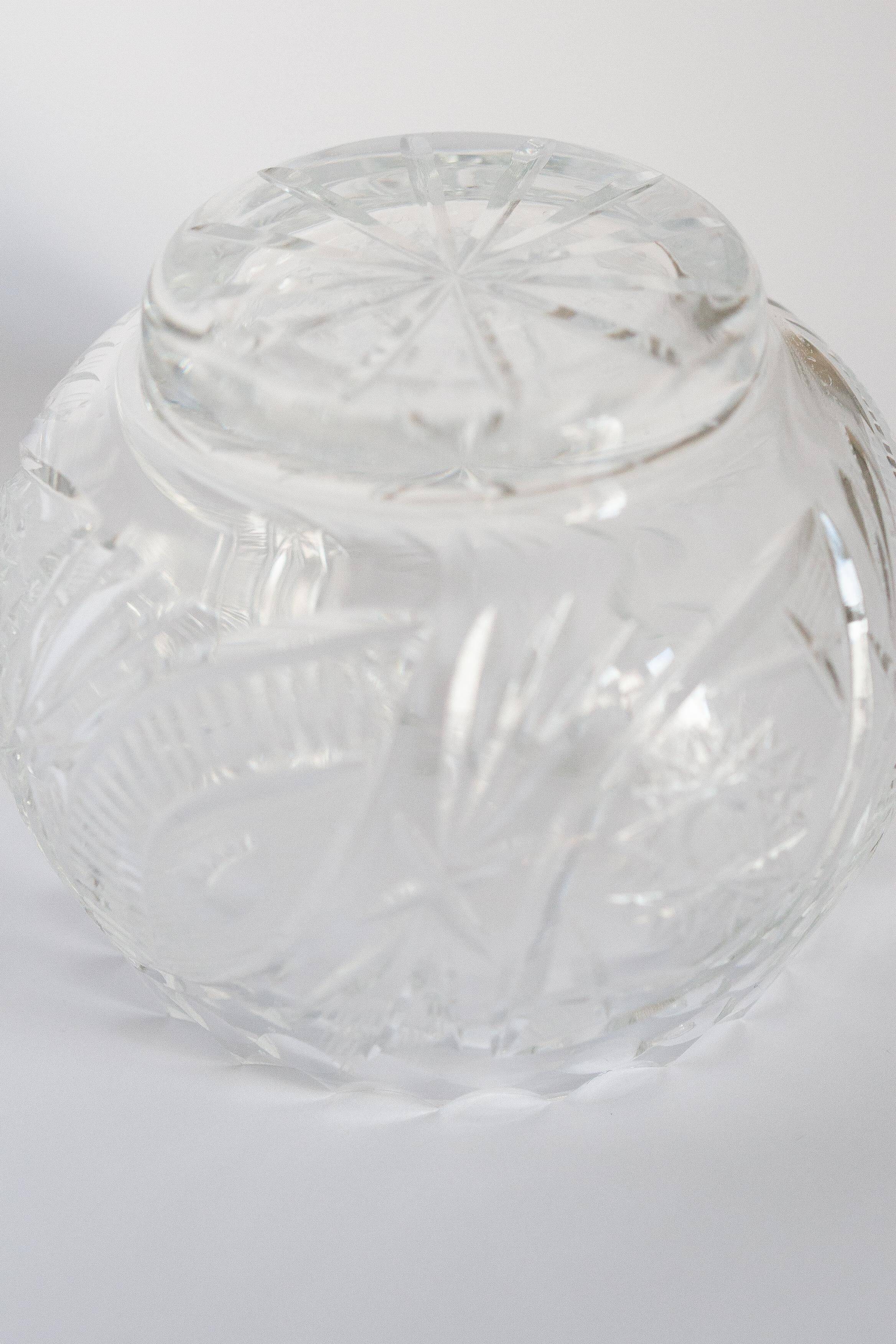 Vintage sugar bowl in crystal and clear glass, Italy, 1960s.