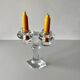 Brutalist double candle holder in ice glass Pukeberg Sweden – 1970