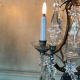 Pair of bronze and cut crystal girandoles circa 1900