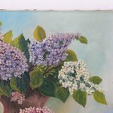 Painting bouquet of flowers, still life, signed Louis Andrey, oil on canvas, mid-twentieth