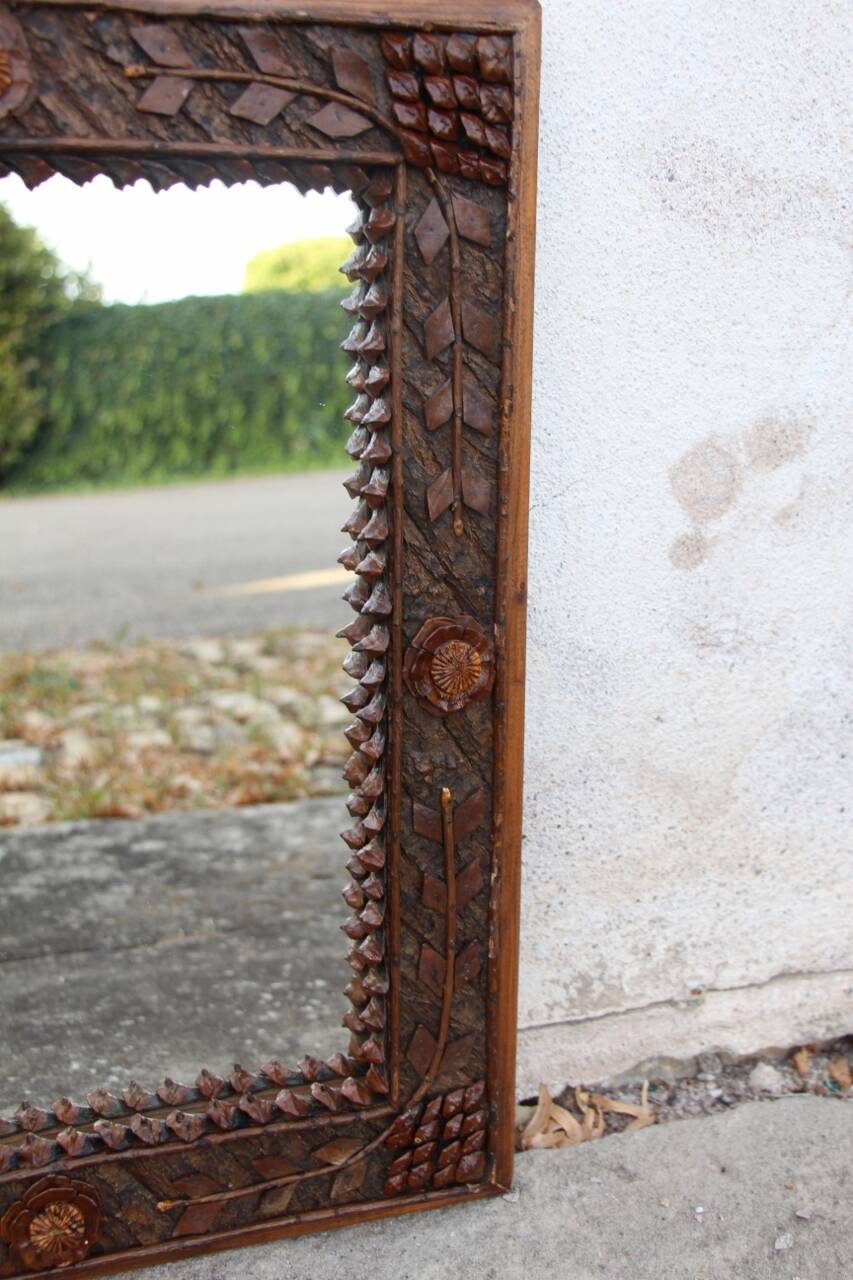 Miroir Foret Noire Tramp Art XIXème