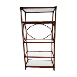 Large rattan and smoked glass shelf 1960