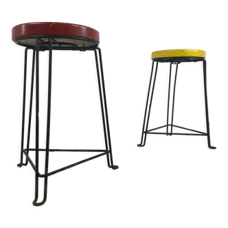 Pair of mid century industrial stools, 1950s