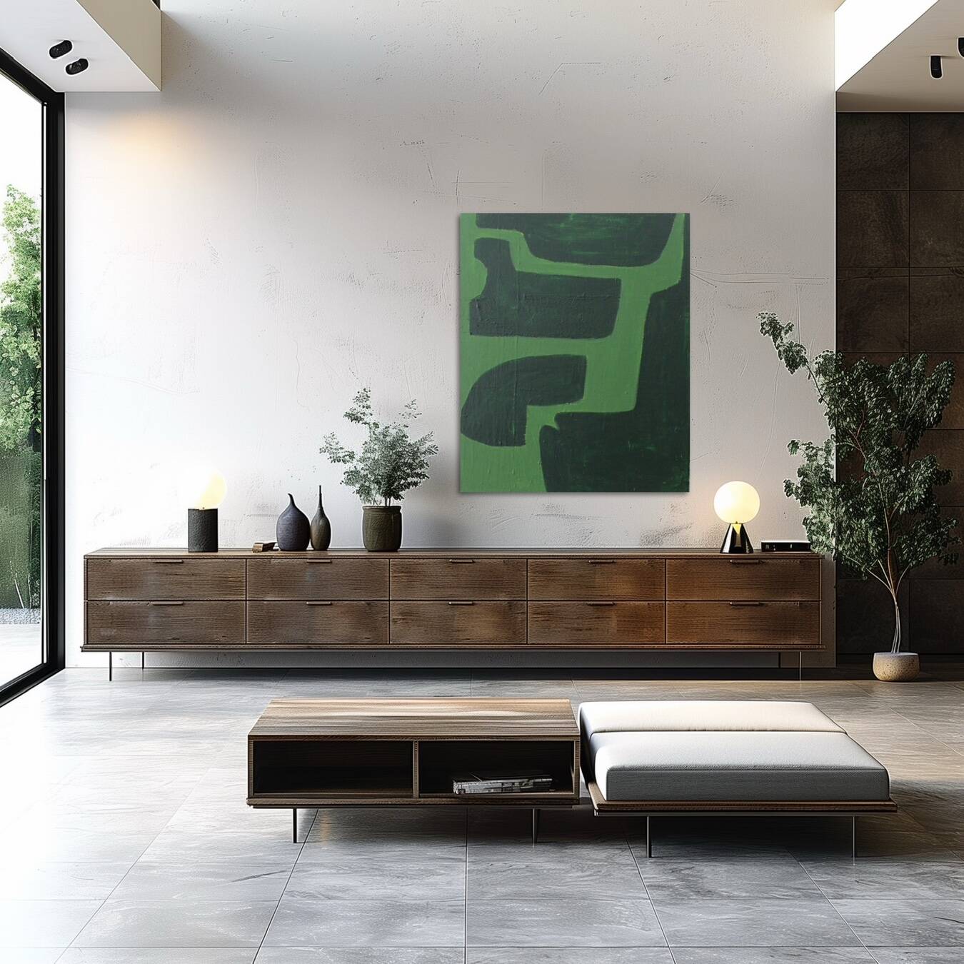 Organic abstract green on green 100x81cm