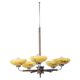 Art Deco Chandelier in Chrome and Beech, Czech, 1920s