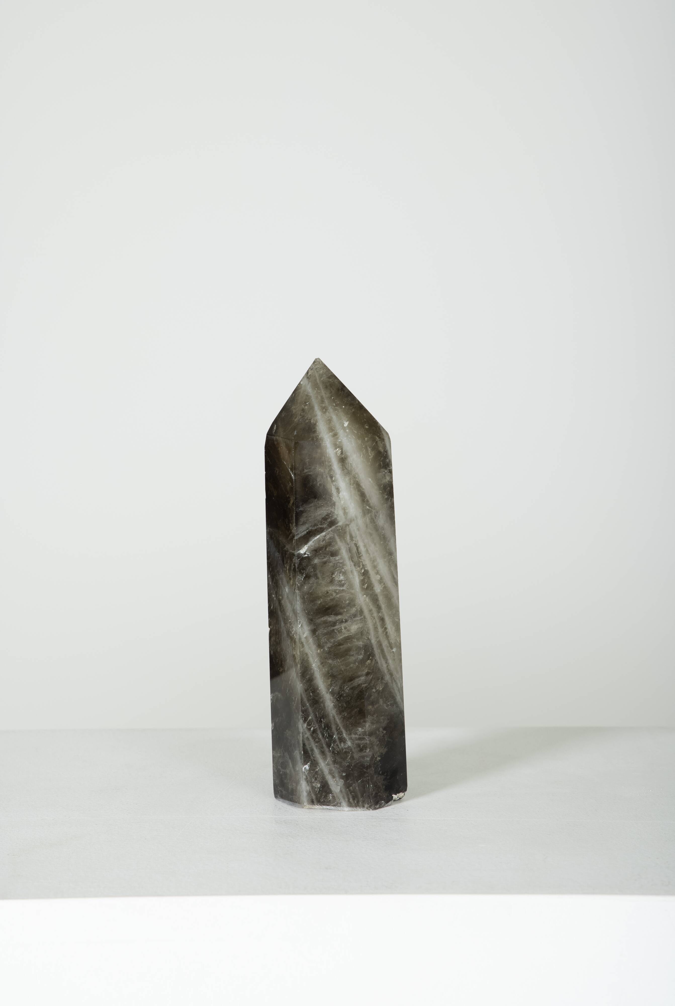 Smoky rock crystal obelisk