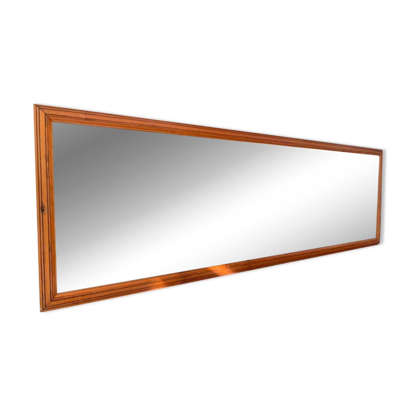 Large rectangular antique wall mirror in vintage wood, 1930