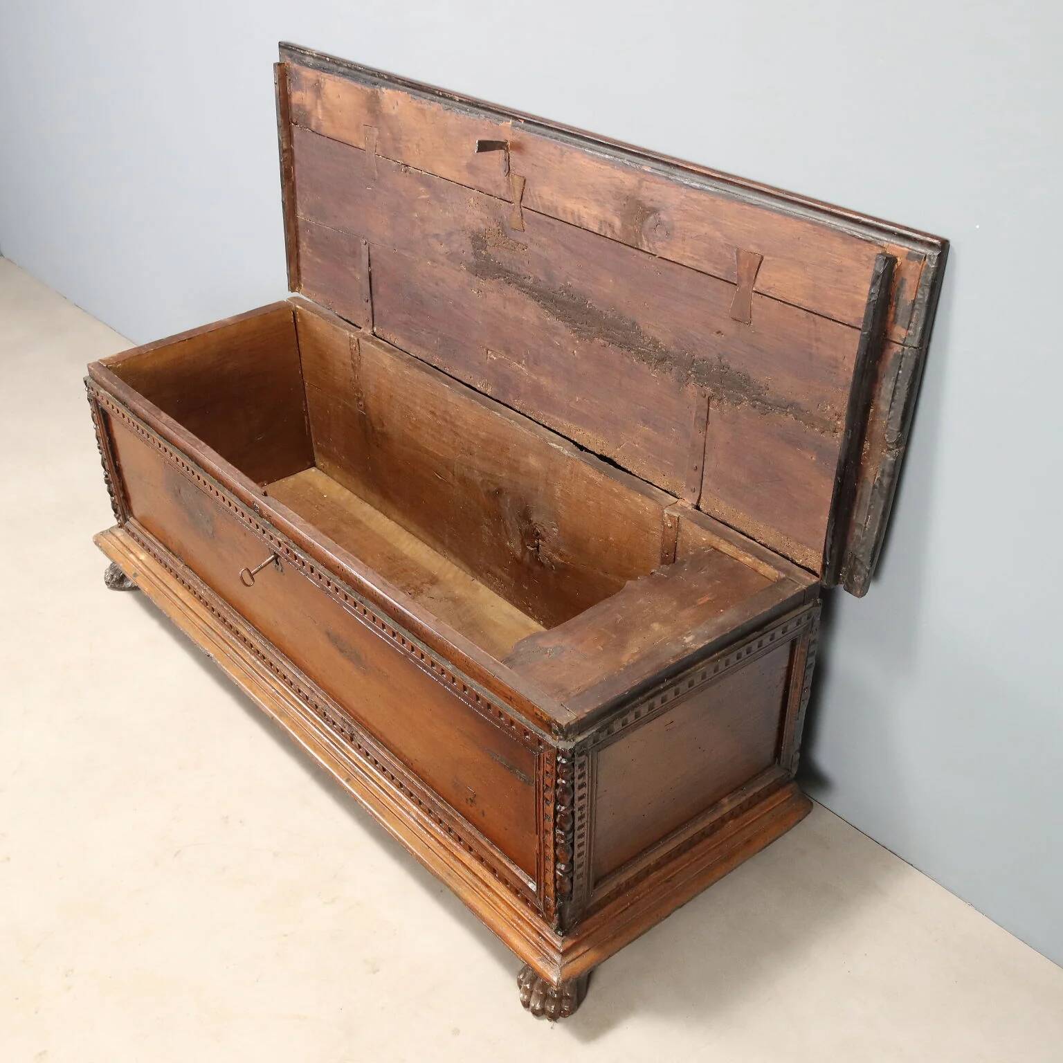 18th-century walnut chest with mouldings