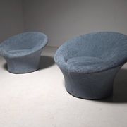 Pair of light blue Mushroom lounge chairs by Pierre Paulin for Artifort, 1960s