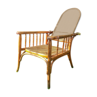 Fauteuil réglable en bois courbé Fischel vers 1910