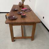 Solid pine table with its extension, 1950s