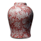 Glazed raku ceramic vase decorated with sakura, vintage 1980s-1990s.