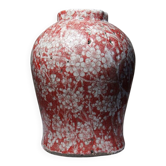 Glazed raku ceramic vase decorated with sakura, vintage 1980s-1990s.