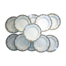 Hollow plates serving floral porcelain Sarreguemines Digoin bordered gold fib