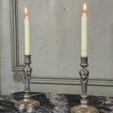 Paire De Bougeoirs De Wolfers De Style Louis XVI, Argent Massif Poinçon Du