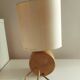 Wooden lamp with silk lampshade, hand painted, signed