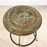 Industrial 4 legged factory swivel stool Green yellow