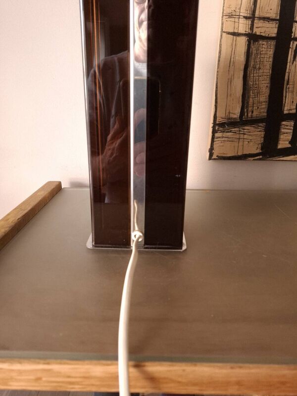 Pied de lampe années 70'S en plexi et chrome