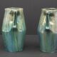 Ceramic alphonse cytere (1861-1941) pair of metallise sandstone vases