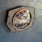 Vintage clock silent wall clock 60s "Golden Black Electric Japy"