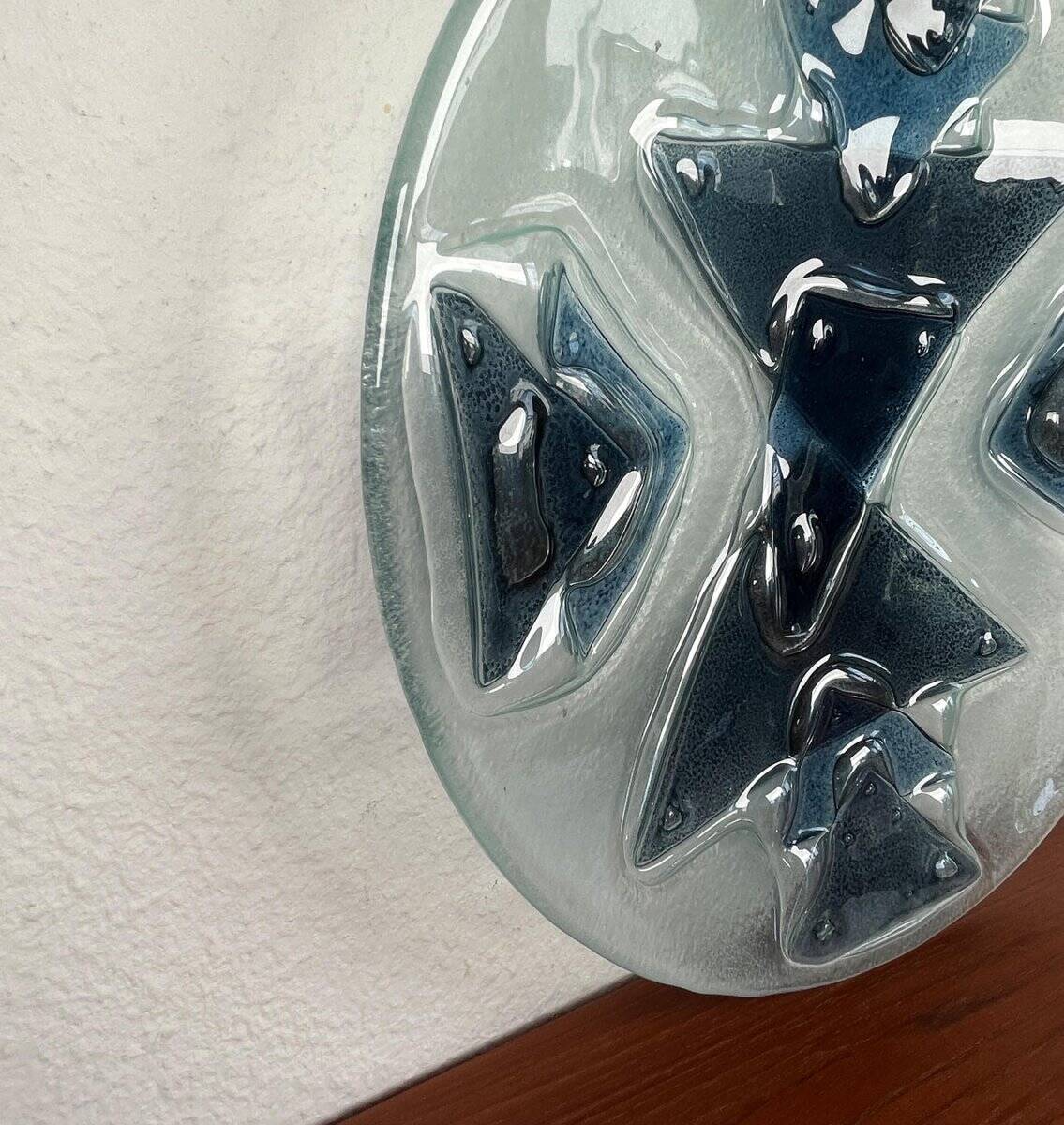 Large glass art bowl from mid-century Danish design, 1960s.