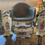 Planter and 2 vases in earthenware decorations flowers