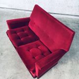 Hollywood Regency Style Fuchsia Velvet 2-Seat Sofa with Fringe, 1960s