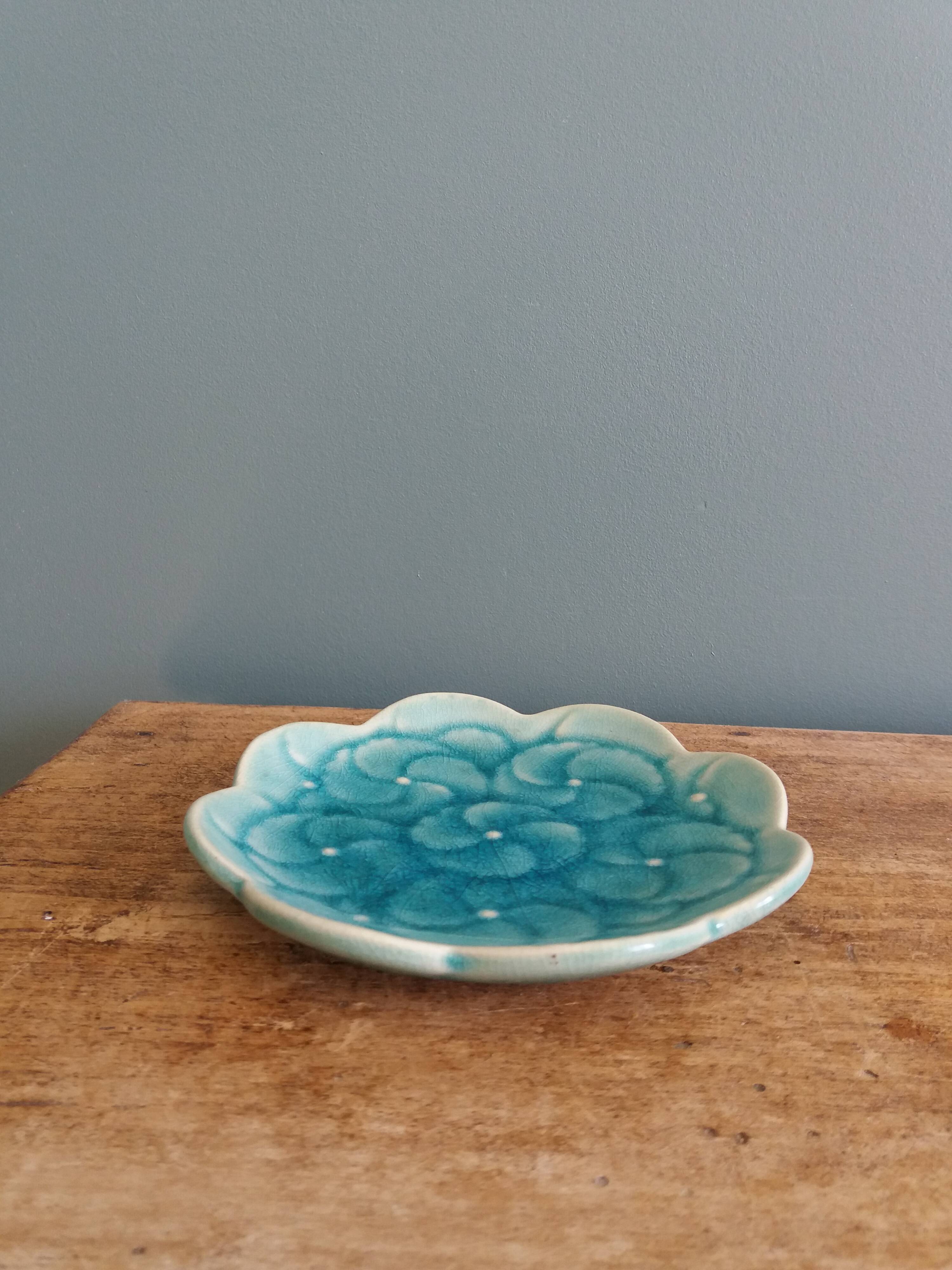 Vide poche fleur turquoise estampillé LBMDJ