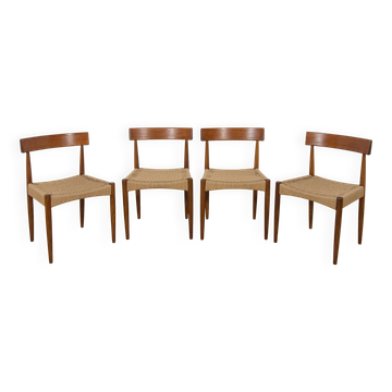 Mid-Century Modern Dining Chairs by Arne Hovmand-Olsen for Mogens Kold, 1960s, Set of 4