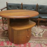 Table basse ovale en teck massif avec plateau pivotant par Silkeborg, Danemark 1960-70